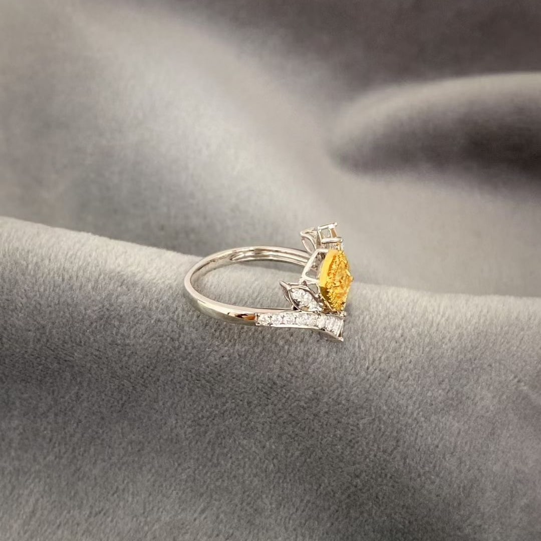 14k Gold 1.13 Ctw Natural Yellow Diamond & Diamond Ring - 2