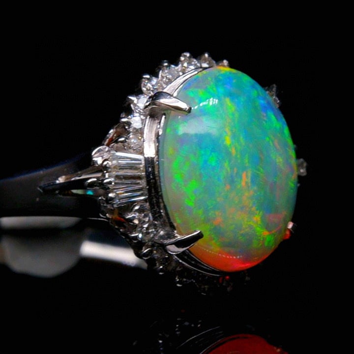 14k Gold 2.94 Ctw Natural Opal & Diamond Ring - 2