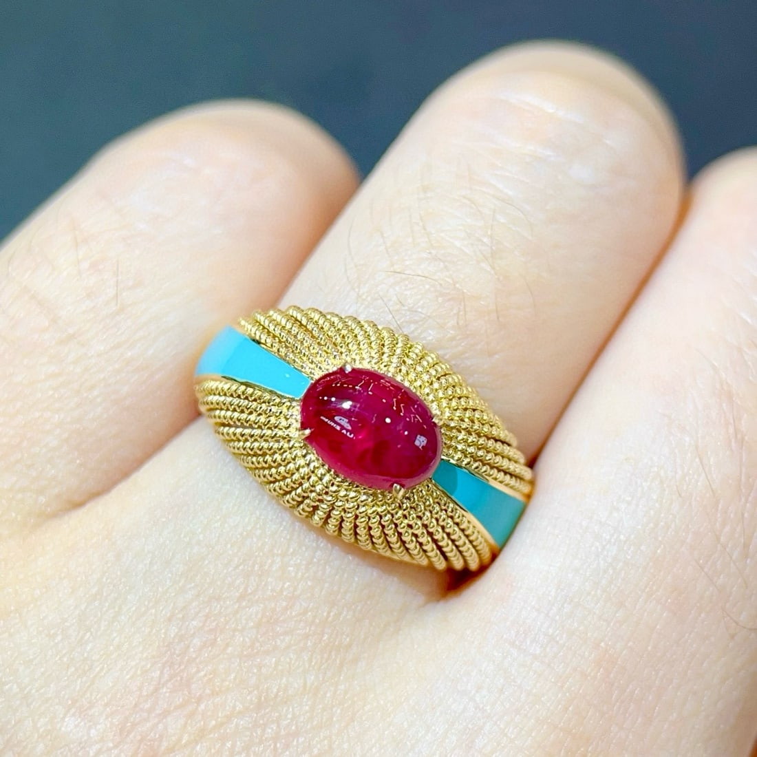 14k Gold 1.70 Ct Natural Ruby Ring - 6