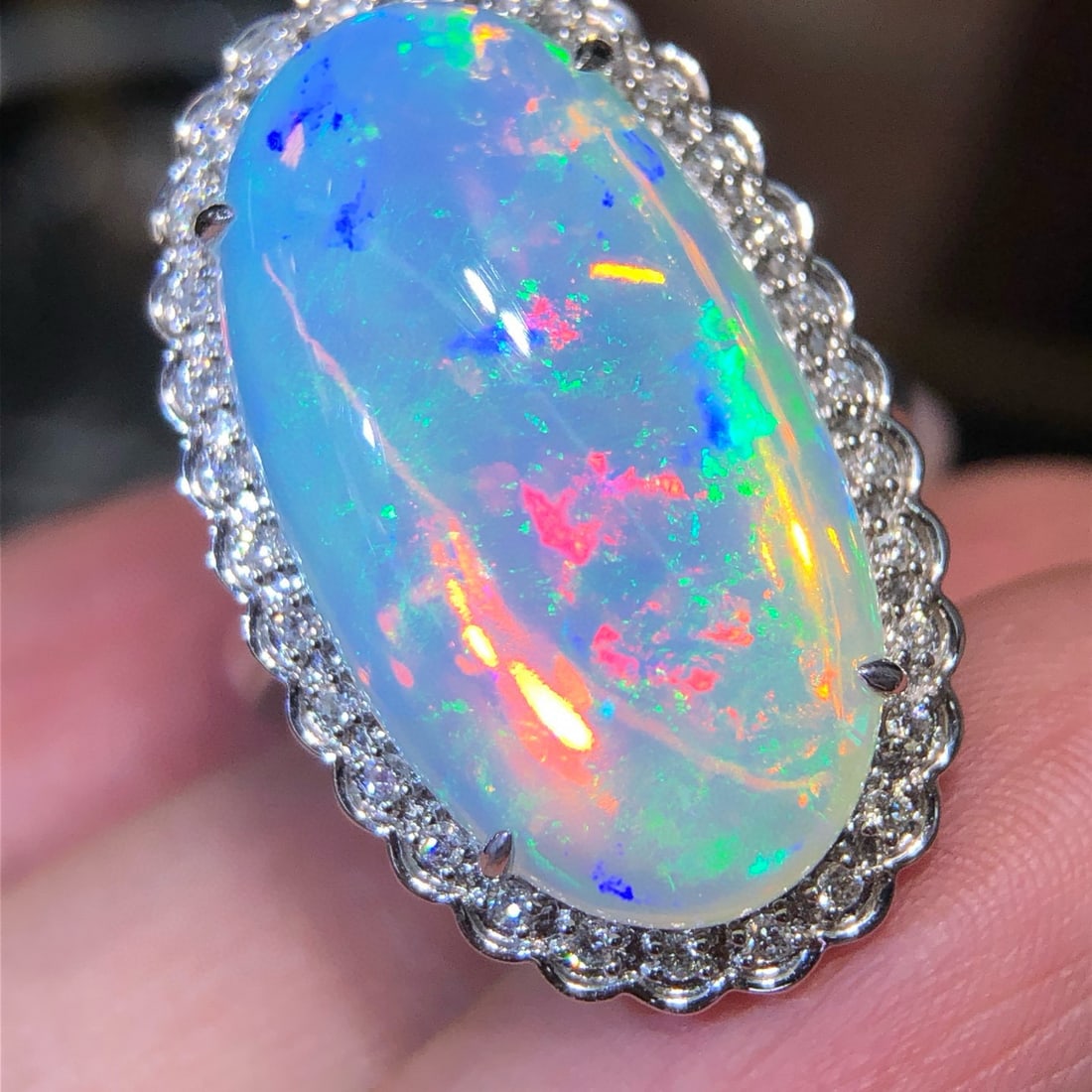 14k Gold 9.66 Ctw Natural Opal & Diamond Ring - 2