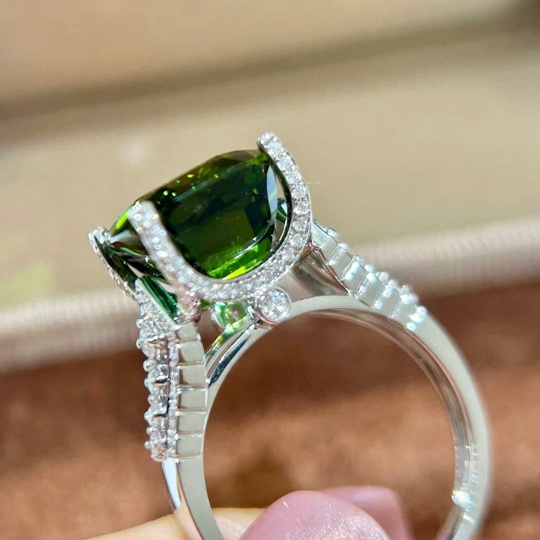 14k Gold 7.94 Ctw Natural Tourmaline & Diamond Ring - 5