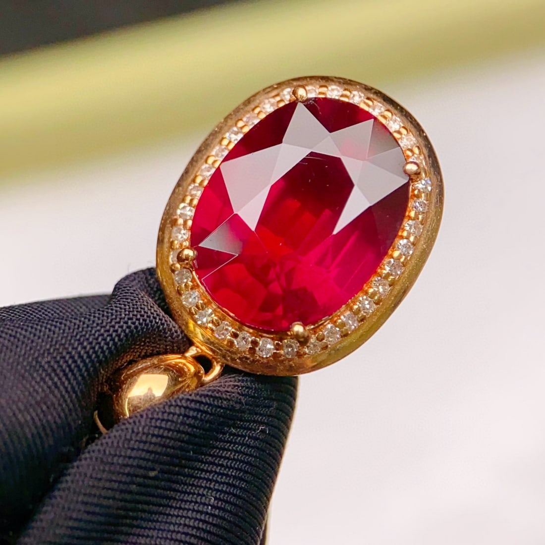 14k Gold 6.22 Ctw Natural Garnet & Diamond Pendant( Without Chain ) - 2