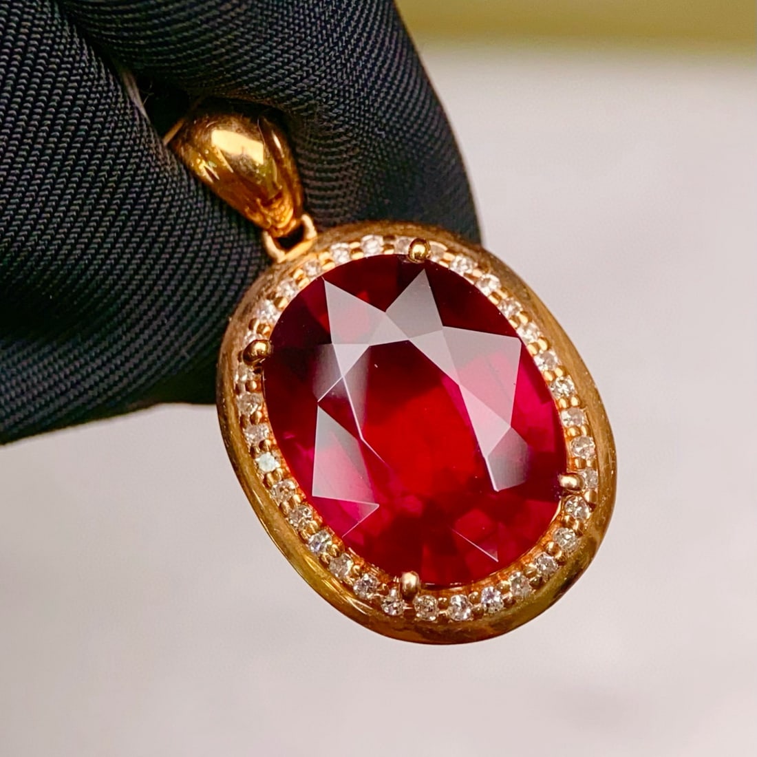 14k Gold 6.22 Ctw Natural Garnet & Diamond Pendant( Without Chain ) - 5