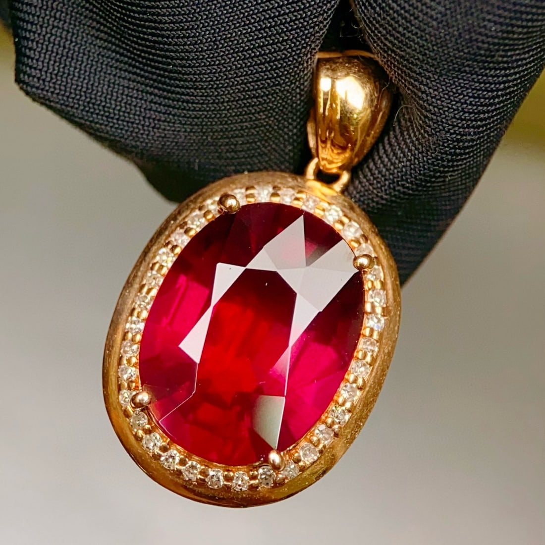 14k Gold 6.22 Ctw Natural Garnet & Diamond Pendant( Without Chain ) - 6