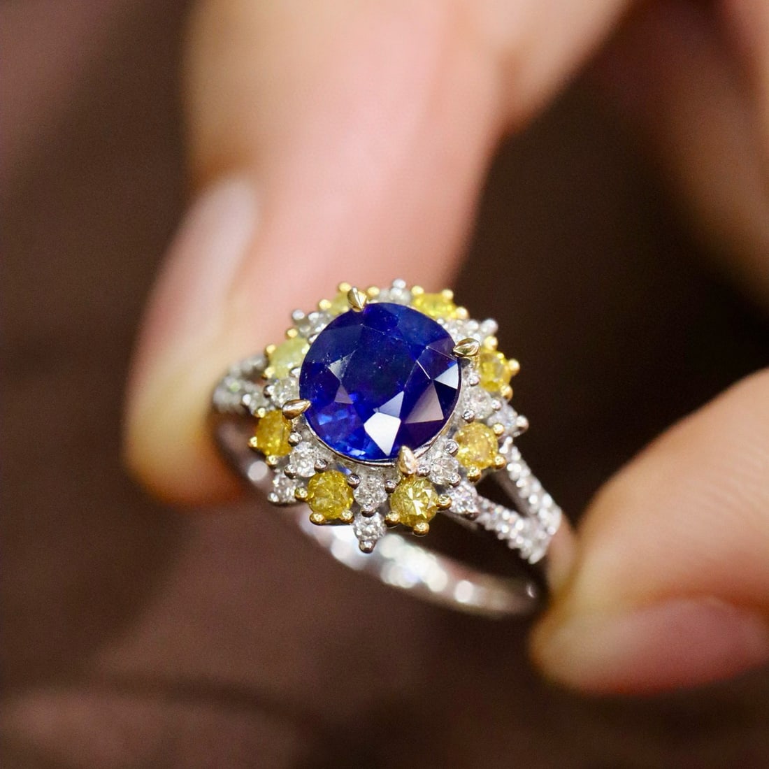14k Gold 2.12 Ctw Natural Sapphire & Diamond Ring - 4