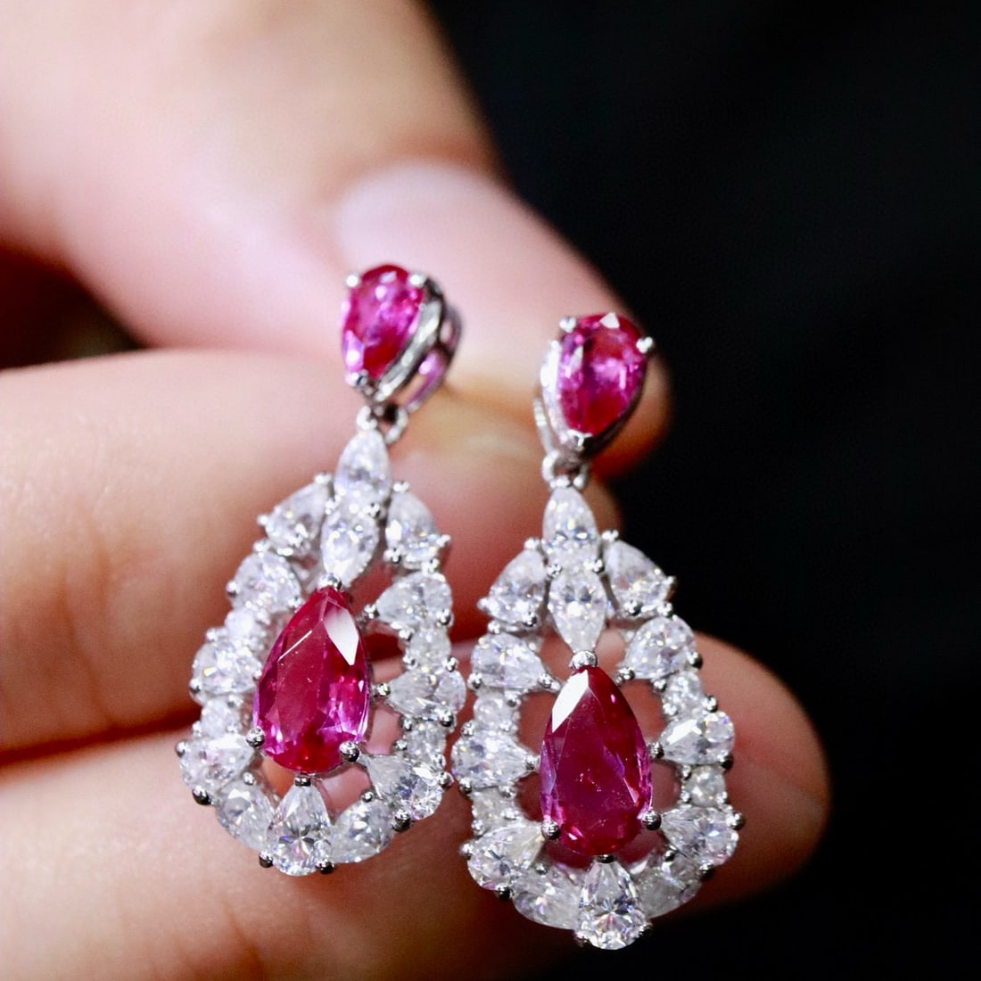 14k Gold 2.02 Ctw Natural Ruby & Diamond Earrings - 3