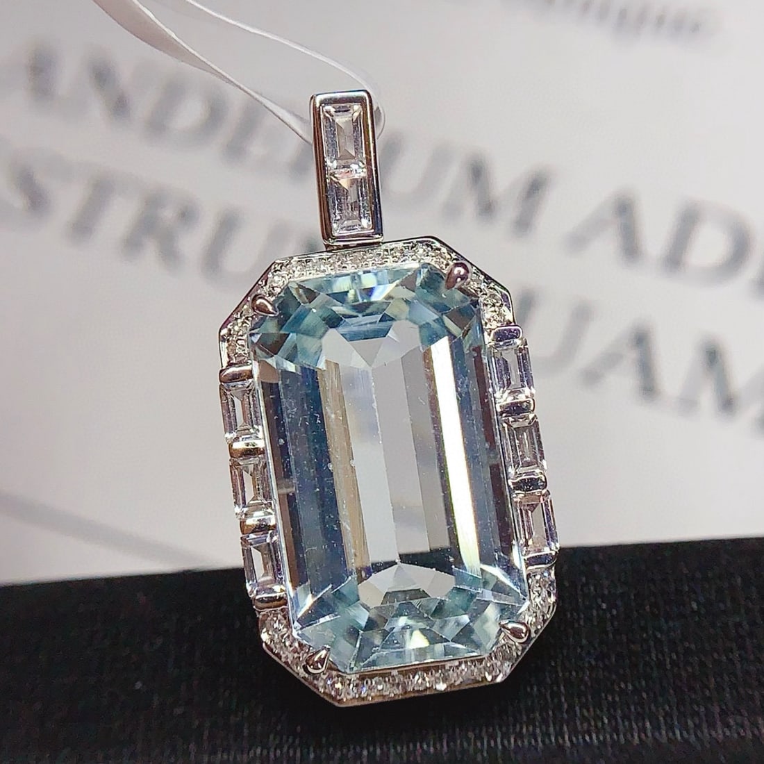 14k Gold 8.5 Ct Natural Aquamarine & Diamond Pendant( Without Chain ) - 5