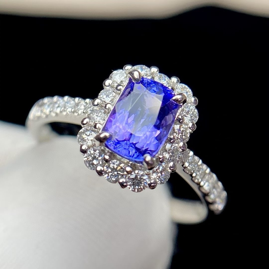 14k Gold 1 Ct Natural Tanzanite & Diamond Ring - 5