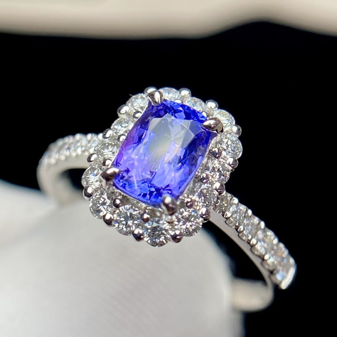 14k Gold 1 Ct Natural Tanzanite & Diamond Ring - 6