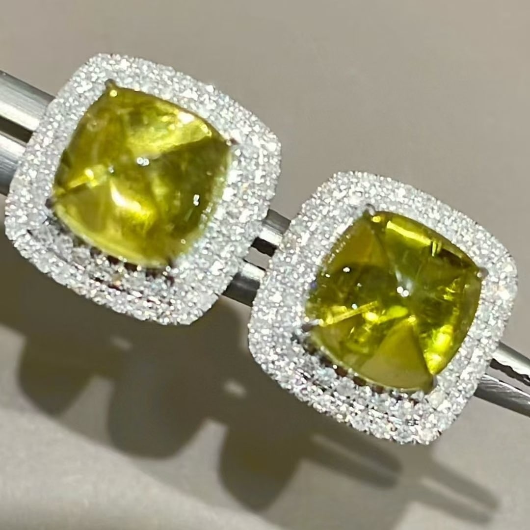 14k Gold 2.02 Ct Natural Tourmaline & Diamond Earrings - 2