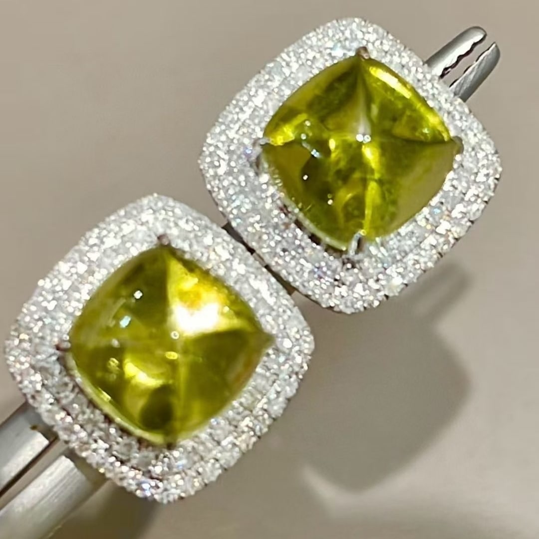 14k Gold 2.02 Ct Natural Tourmaline & Diamond Earrings - 5