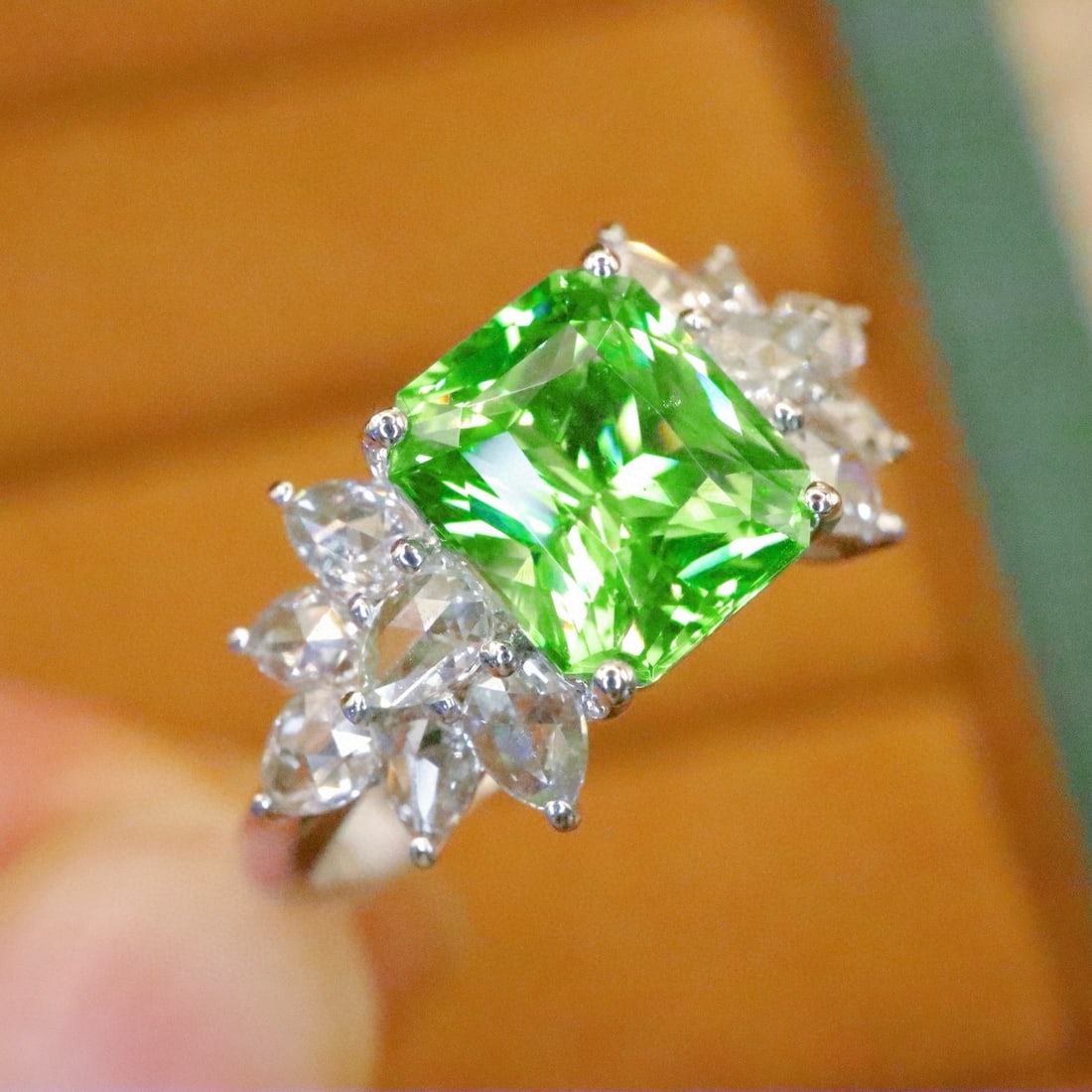14k Gold 2.62 Ctw Natural Tsavorite & Diamond Ring - 2