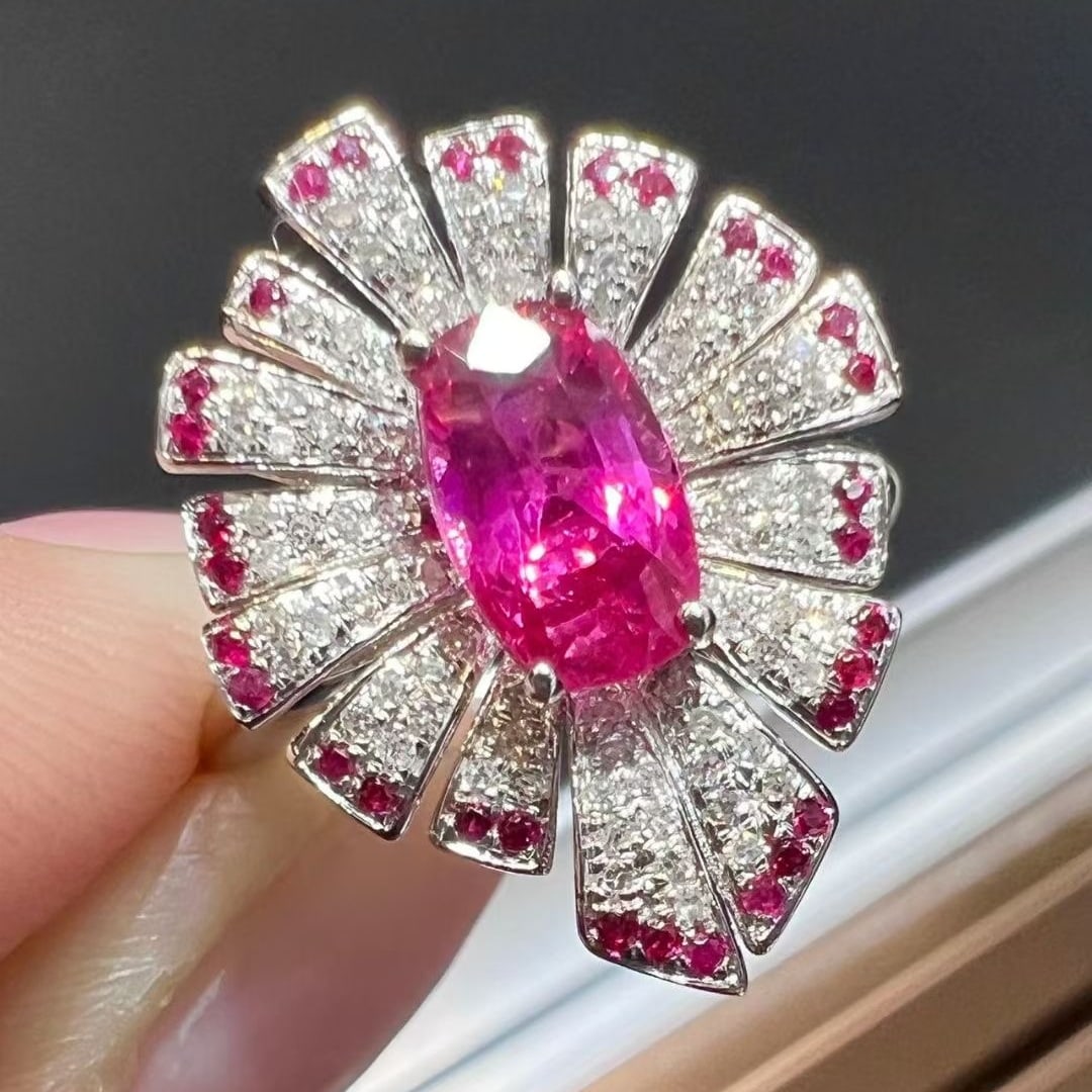 14k Gold 1.1 Ct Natural Ruby & Diamond Ring: Ref:231037169 // gold content:14k gold // ring size:7. 25us // // main gemstone:ruby // shape:cushion // carat weight:1. 1ct // color:red // treatment:natural // // adjacent gemstone 2 : diamond //