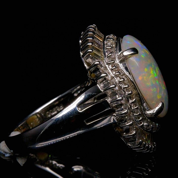 14k Gold 3.77 Ctw Natural Opal & Diamond Ring - 3