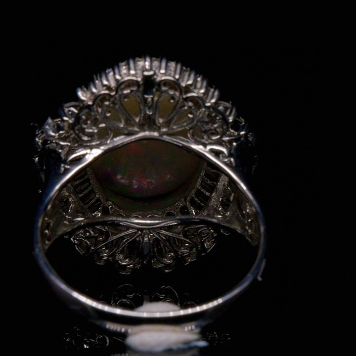 14k Gold 3.77 Ctw Natural Opal & Diamond Ring - 4