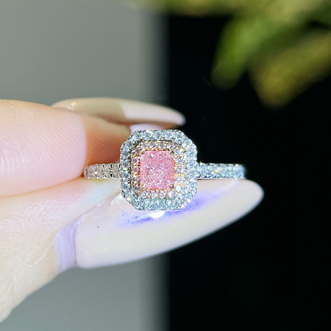 14k Gold 0.65 Ctw Natural Pink Diamond & Diamond Ring - 5