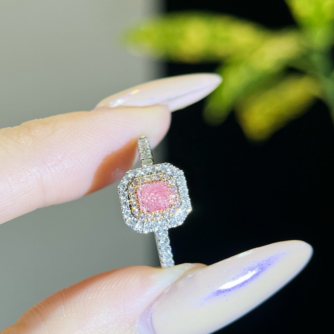 14k Gold 0.65 Ctw Natural Pink Diamond & Diamond Ring - 6