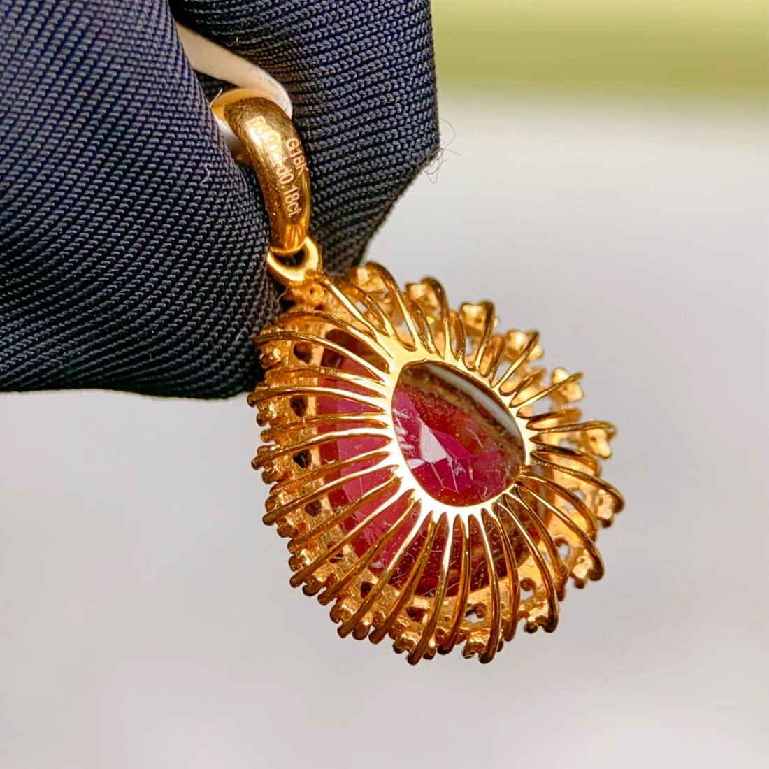 14k Gold 4.08 Ctw Natural Tourmaline & Diamond Pendant( Without Chain ) - 4