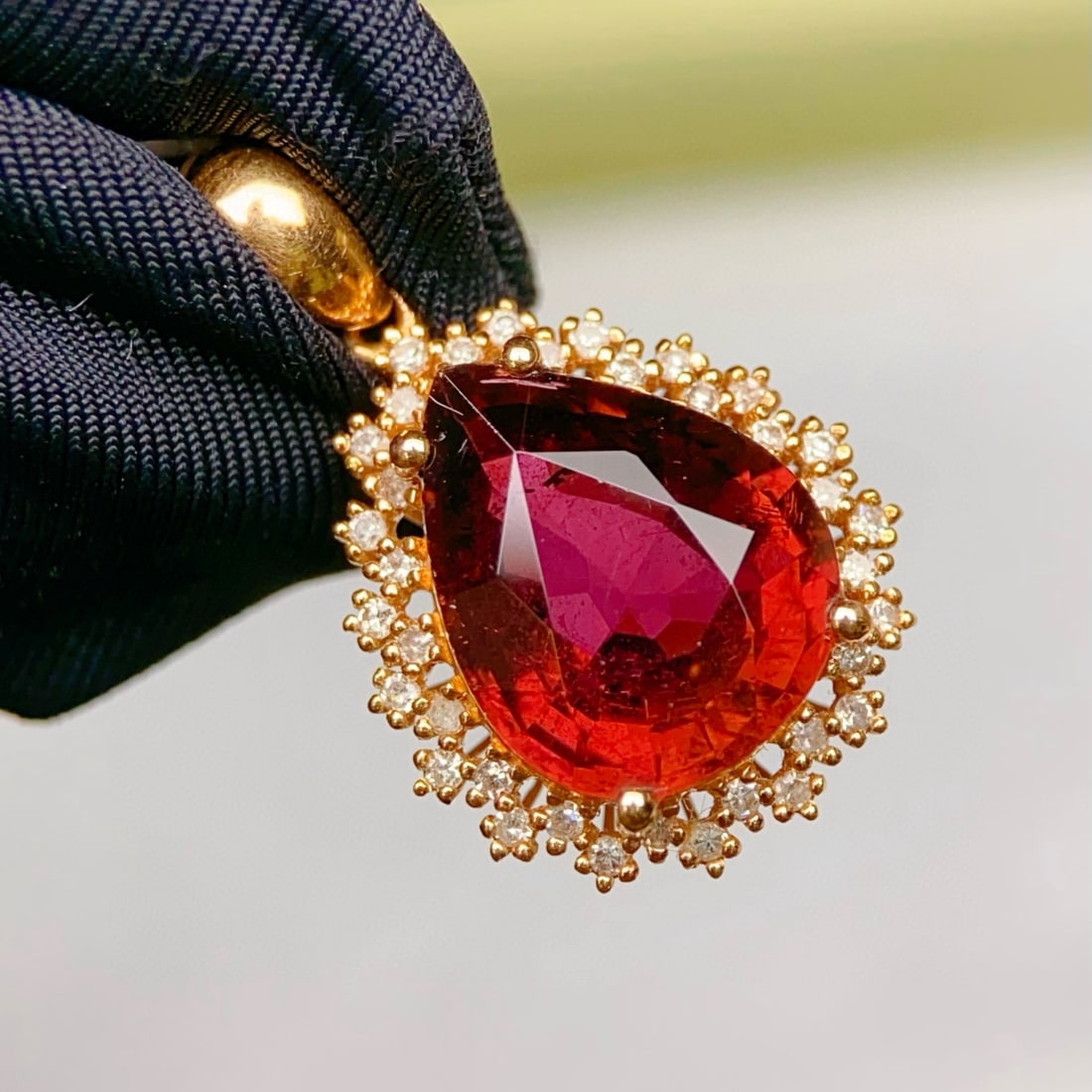 14k Gold 4.08 Ctw Natural Tourmaline & Diamond Pendant( Without Chain ) - 5