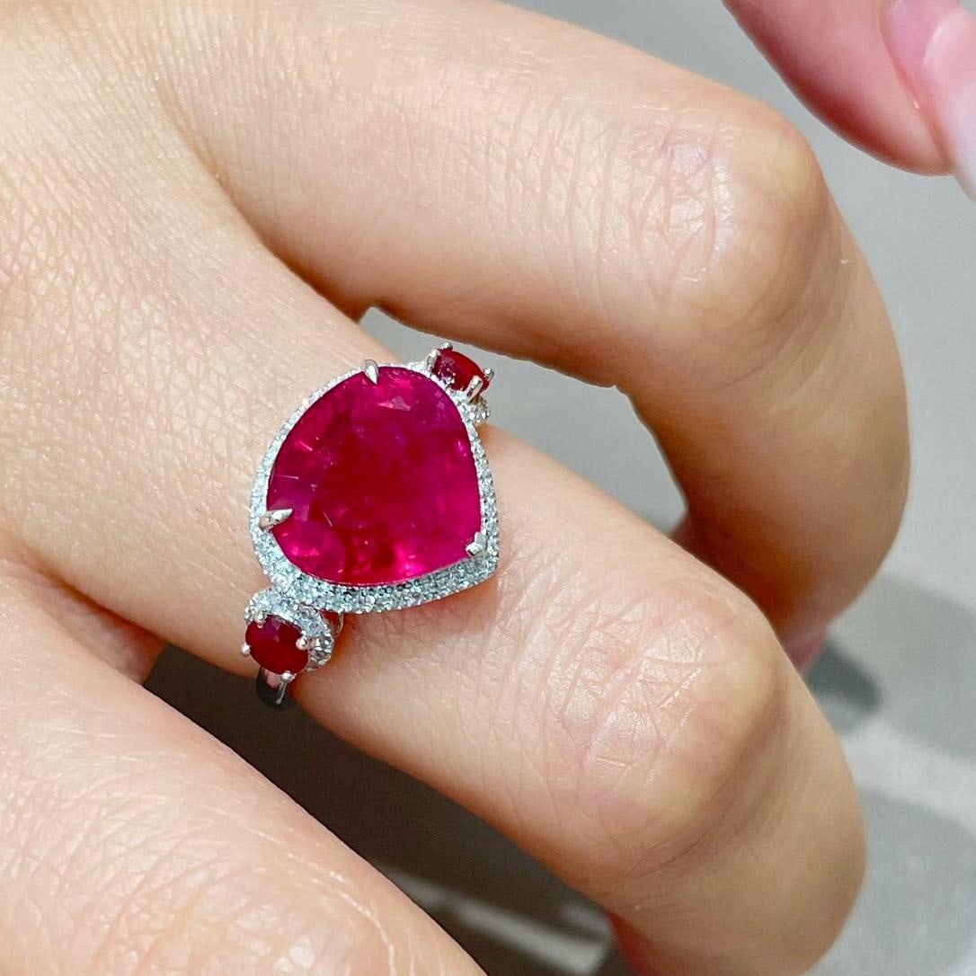 14k Gold 4.71 Ctw Natural Tourmaline & Ruby Ring - 4