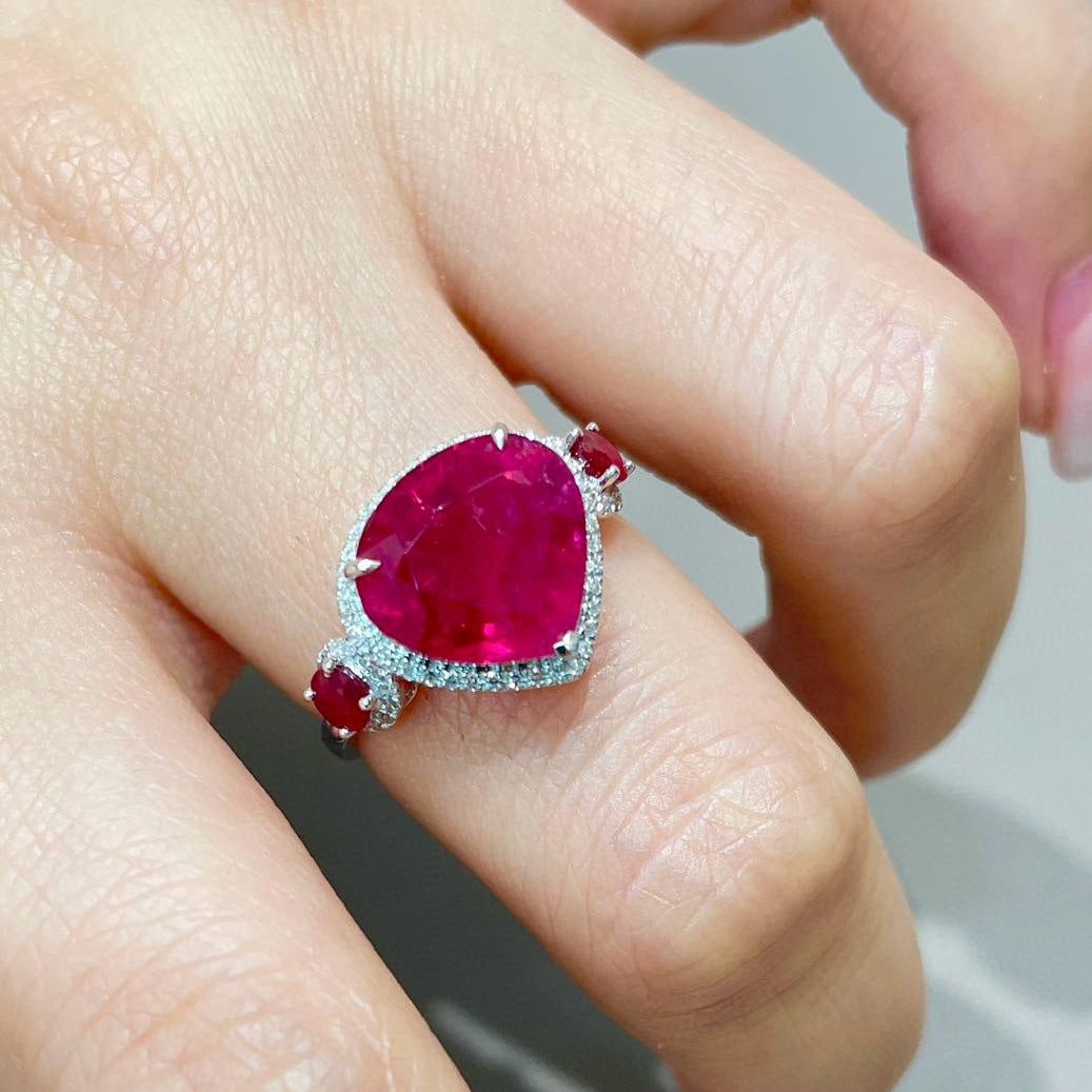 14k Gold 4.71 Ctw Natural Tourmaline & Ruby Ring - 5