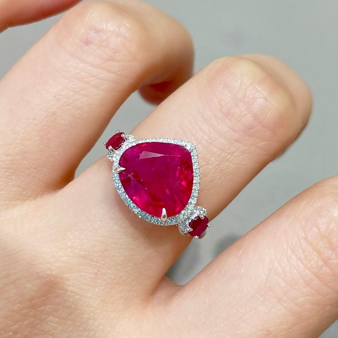 14k Gold 4.71 Ctw Natural Tourmaline & Ruby Ring - 6