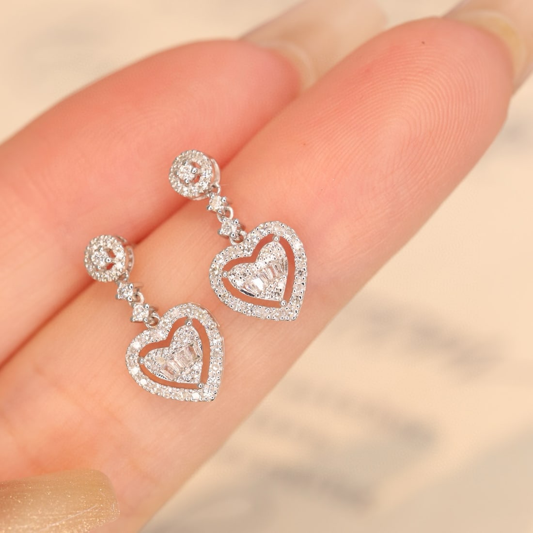 14k Gold 0.5 Ct Natural H Diamond Earrings - 3