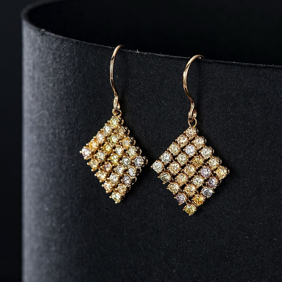 14k Gold 1.06 Ct Natural Color Diamond Earrings - 2