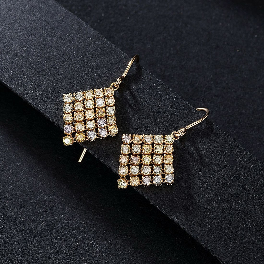 14k Gold 1.06 Ct Natural Color Diamond Earrings - 3