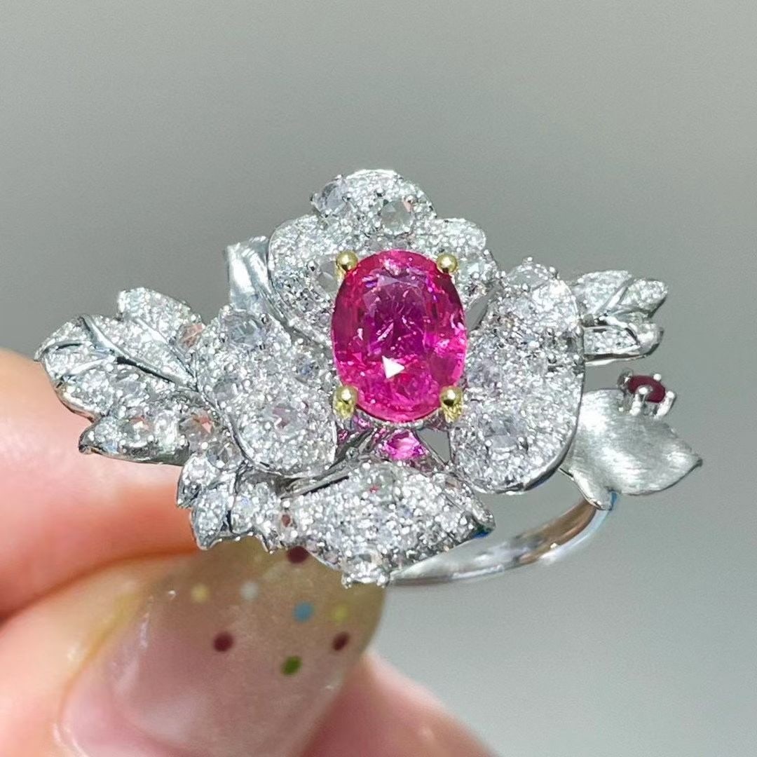 14k Gold 1.1 Ct Natural Ruby & Diamond & Sapphire Ring - 3