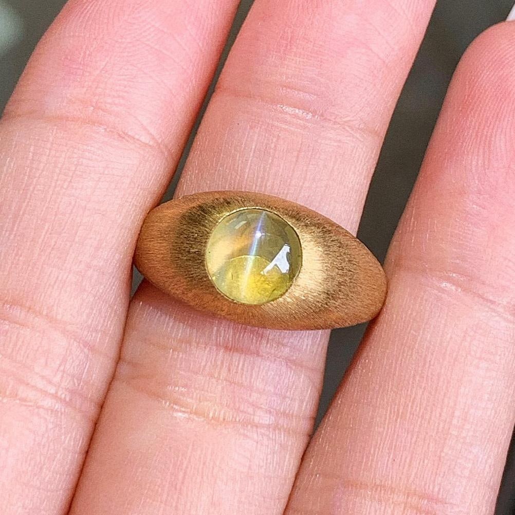 14k Gold 2.02 Ct Natural Cat's?Eye Chrysoberyl Ring: Ref:231037224 // gold content:14k gold // ring size:7. 25us // // main gemstone:cat's? Eye chrysoberyl // shape:round // carat weight:2. 02ct // color:yellow // treatment:natural // cut grade:g //