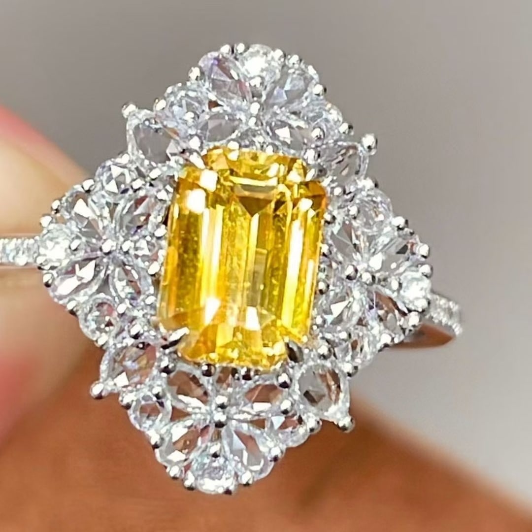 14k Gold 1.58 Ct Natural Sapphire & Sapphire & Diamond Ring - 3