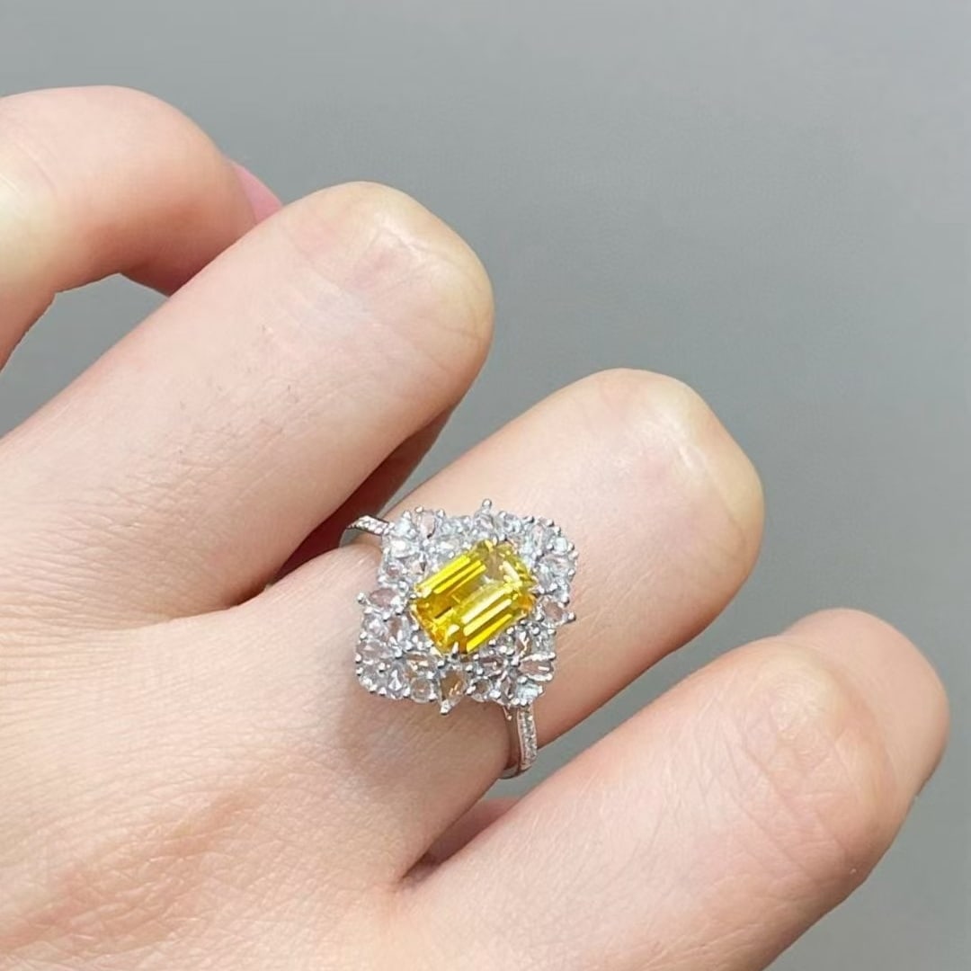 14k Gold 1.58 Ct Natural Sapphire & Sapphire & Diamond Ring - 4