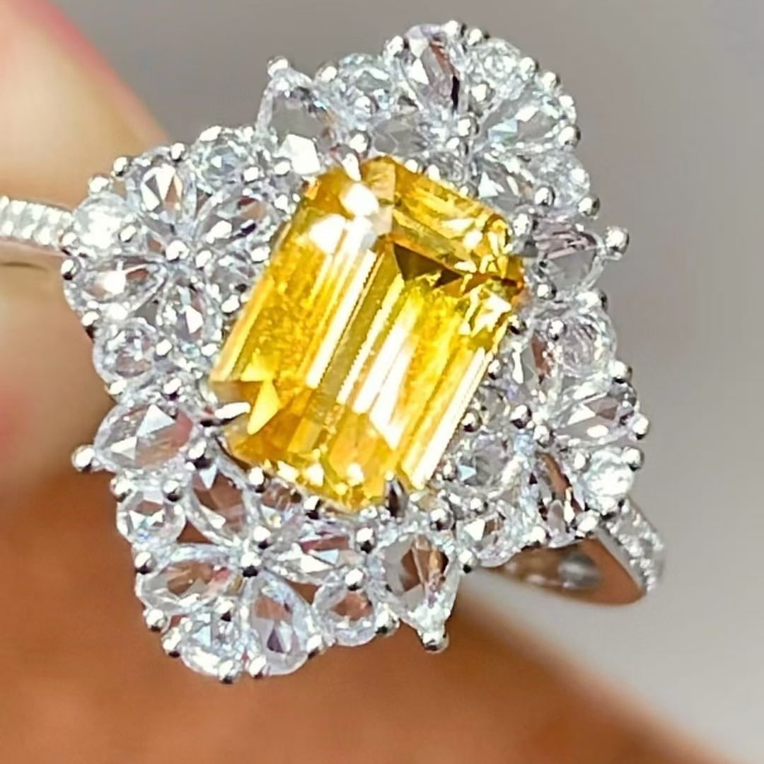 14k Gold 1.58 Ct Natural Sapphire & Sapphire & Diamond Ring - 6