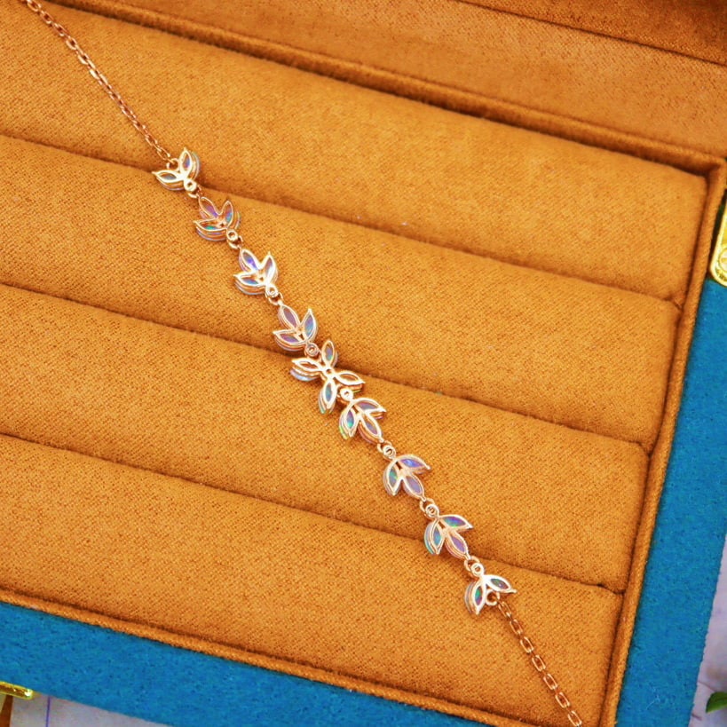 14k Gold 2.30 Ctw Natural Opal & Diamond Bracelet - 4