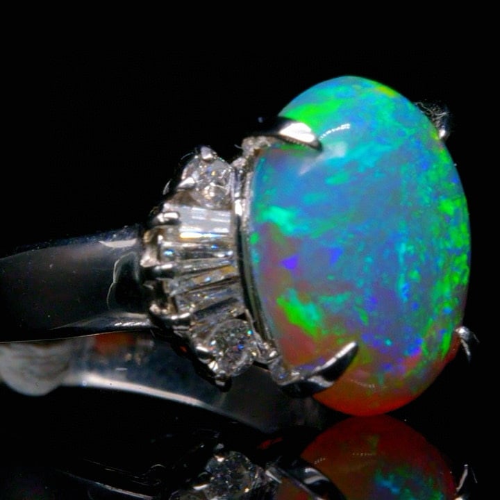 14k Gold 4.56 Ctw Natural Opal & Diamond Ring - 2