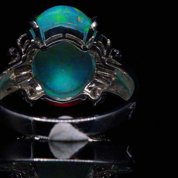 14k Gold 4.56 Ctw Natural Opal & Diamond Ring - 4