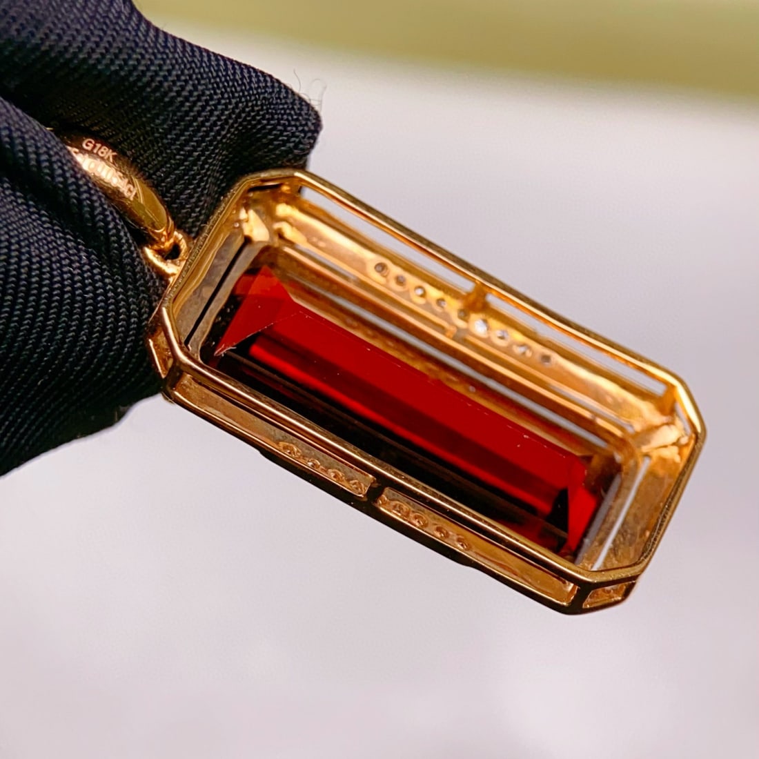 14k Gold 7.80 Ctw Natural Garnet & Diamond Pendant( Without Chain ) - 5