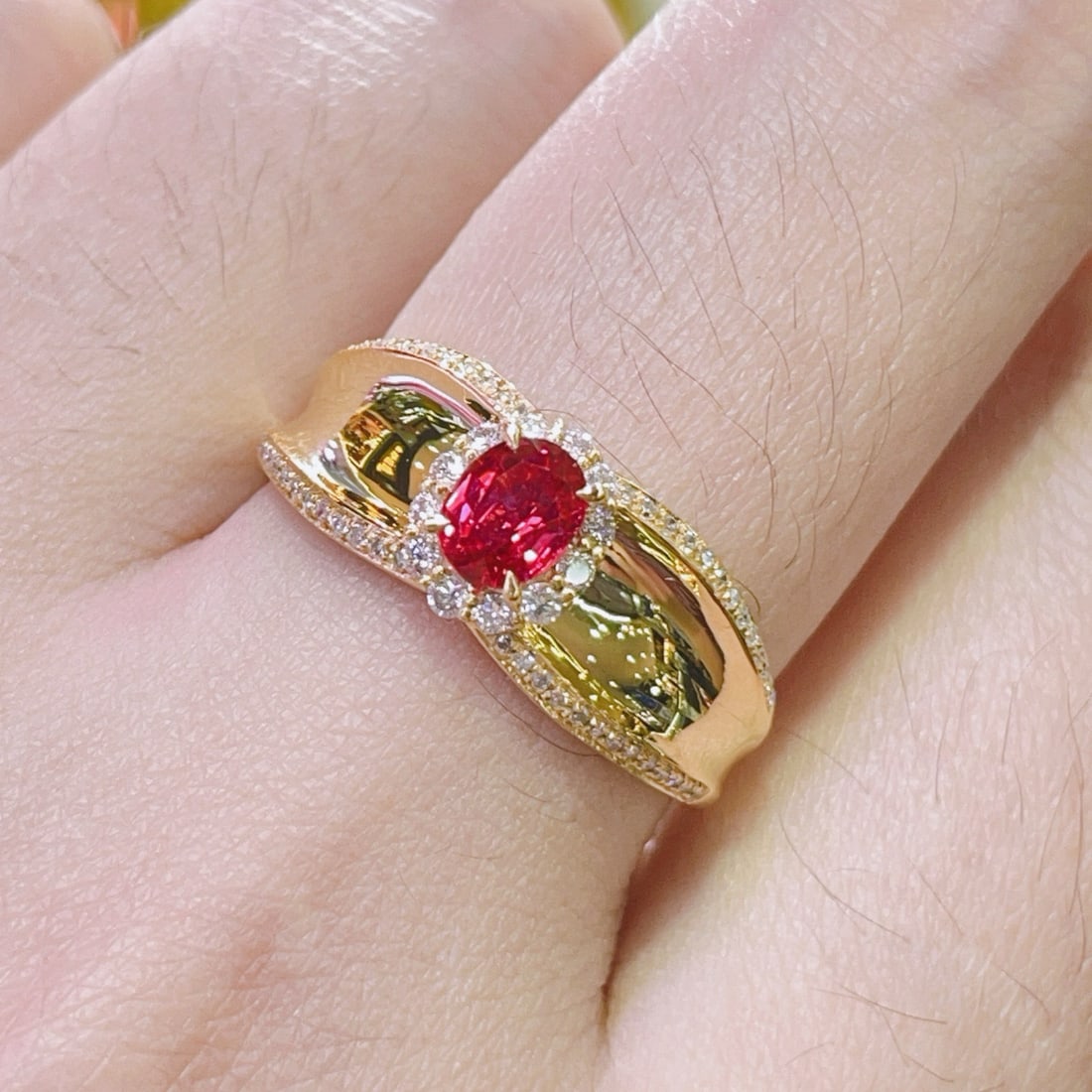 14k Gold 0.88 Ctw Natural Ruby & Diamond Ring - 5