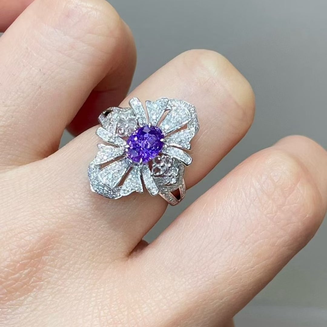 14k Gold 1.69 Ctw Natural Sapphire & Diamond Ring - 3