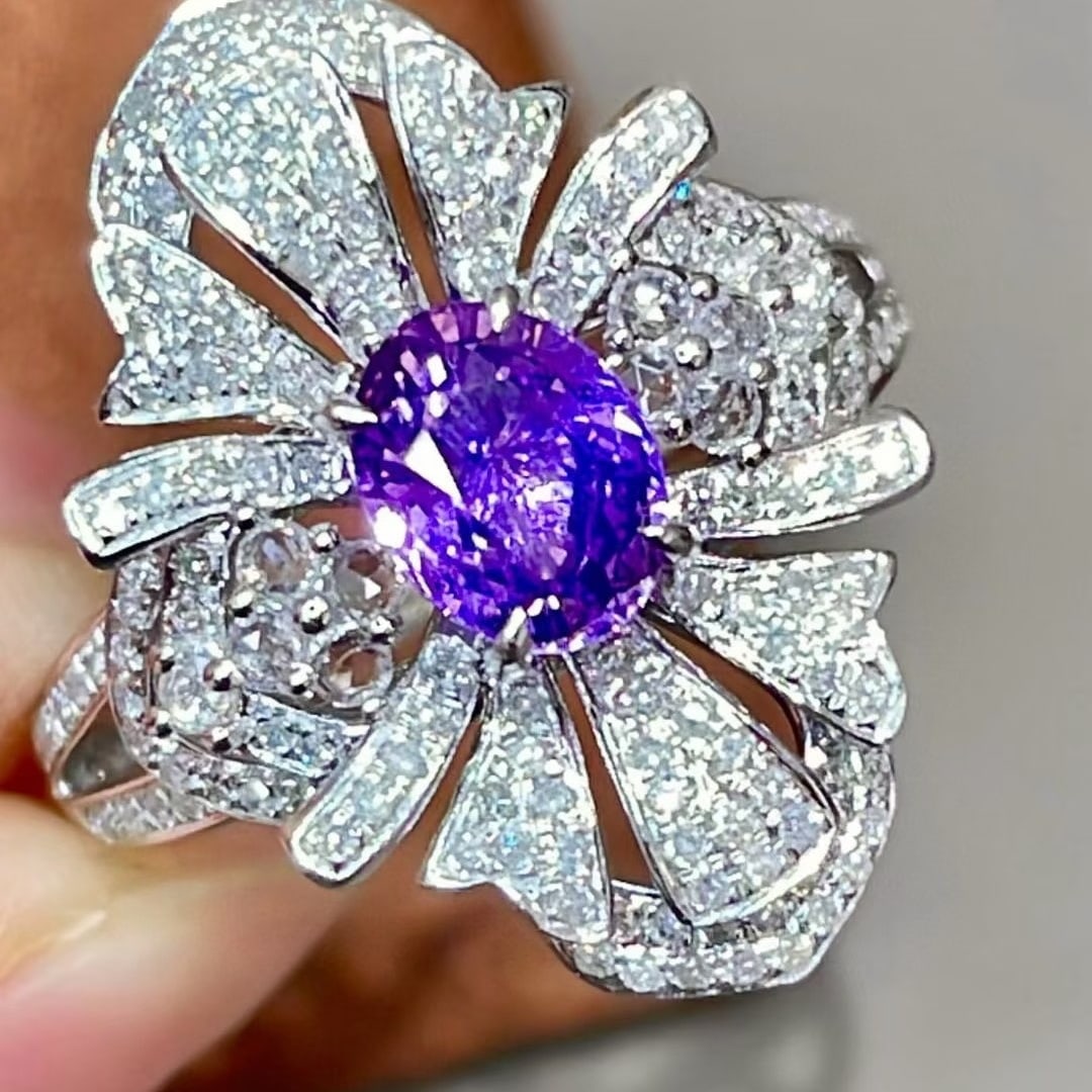 14k Gold 1.69 Ctw Natural Sapphire & Diamond Ring - 4