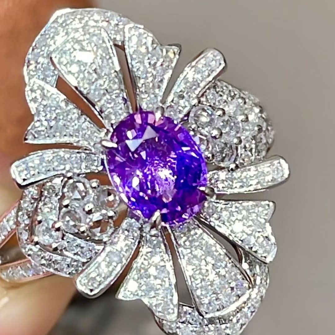 14k Gold 1.69 Ctw Natural Sapphire & Diamond Ring - 5