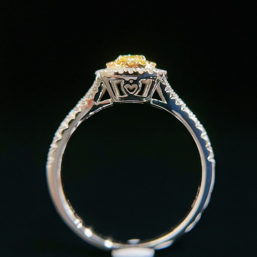 14k Gold 0.63 Ctw Natural Yellow Diamond & Diamond Ring - 2