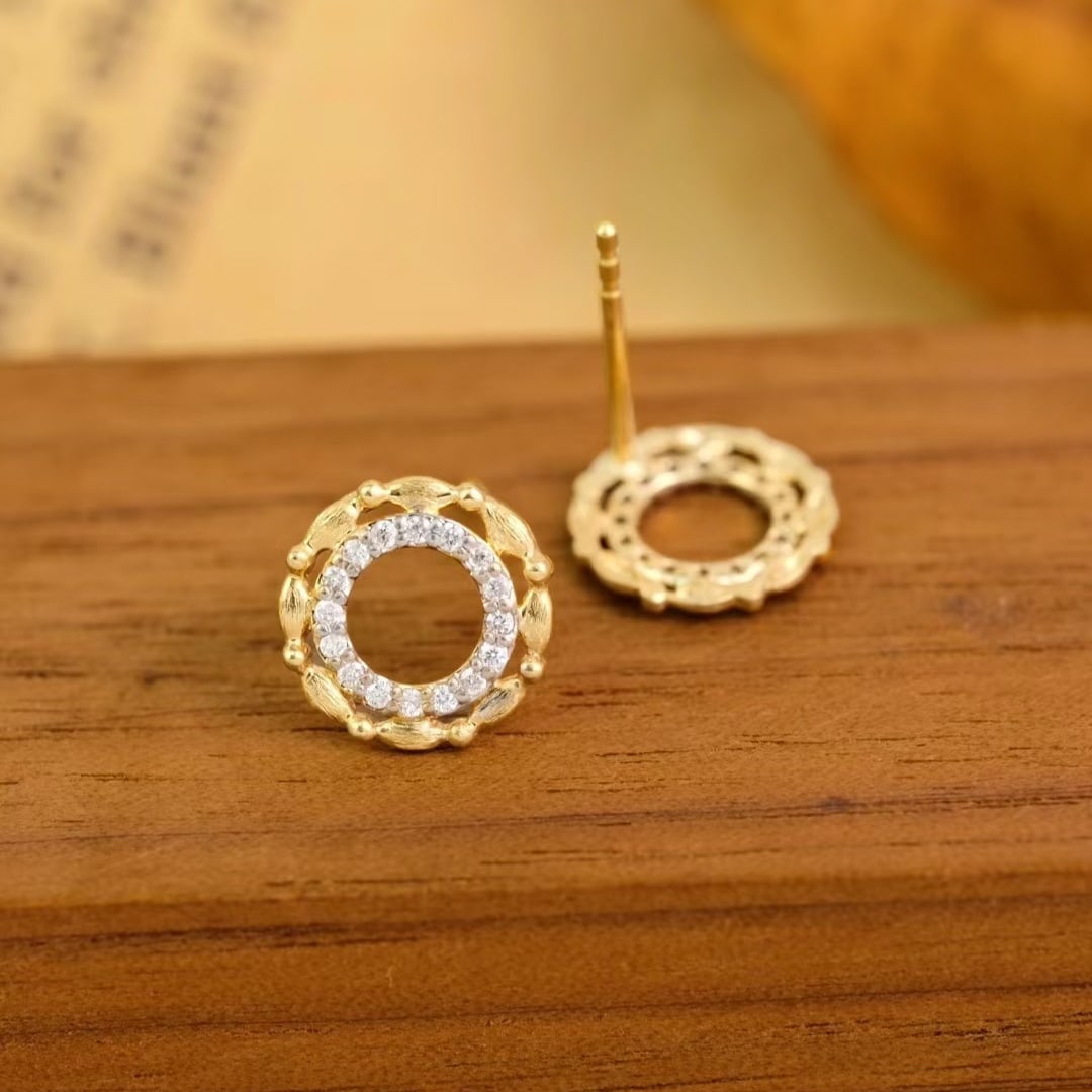 14k Gold 0.2 Ct Natural H Diamond Earrings - 2