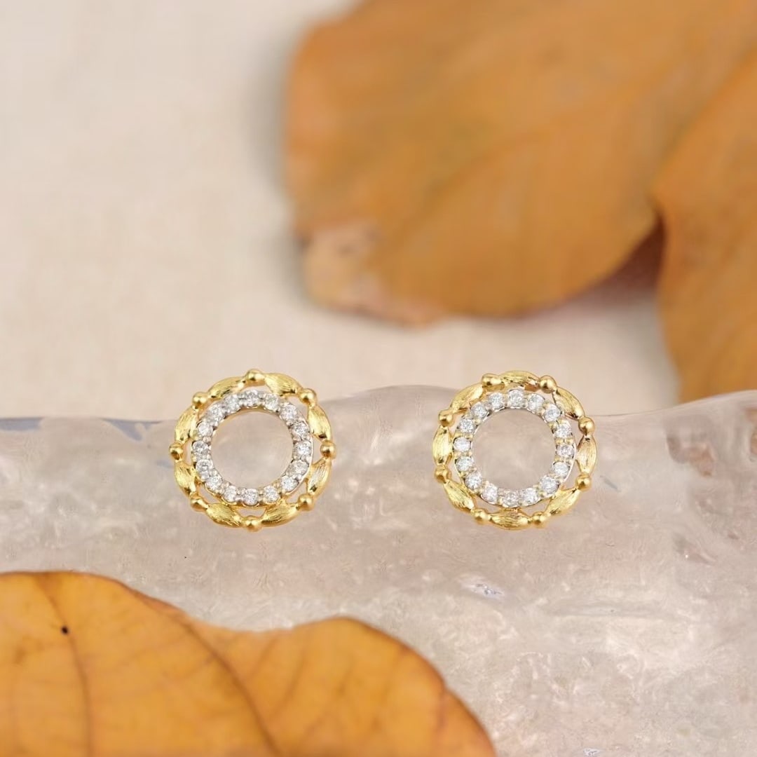 14k Gold 0.2 Ct Natural H Diamond Earrings - 3