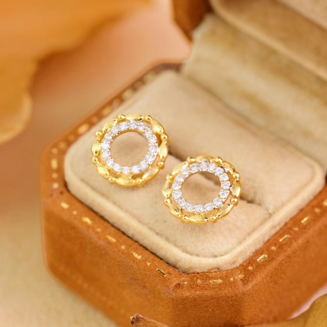 14k Gold 0.2 Ct Natural H Diamond Earrings - 4
