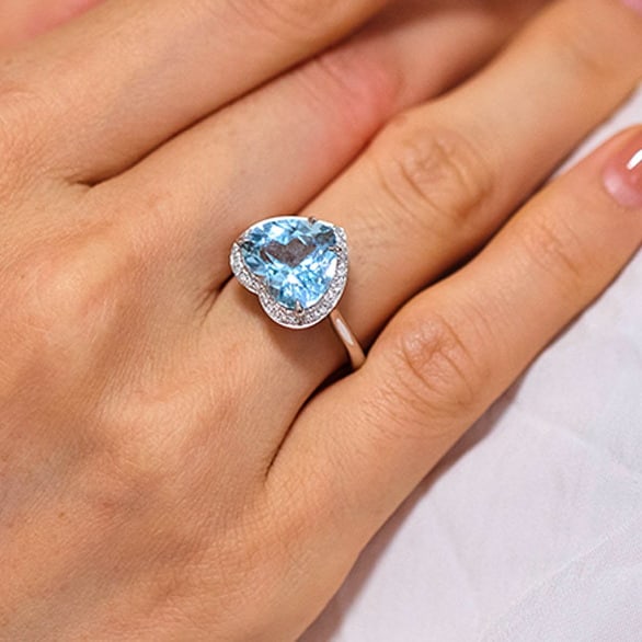 14k Gold 4.17 Ct Natural Aquamarine & Diamond Ring - 5