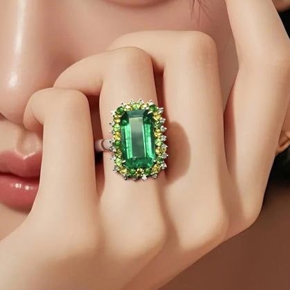 14k Gold 4.81 Ctw Natural Emerald & Diamond Ring - 3