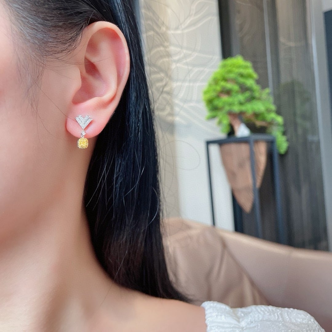 14k Gold 0.49 Ctw Natural Yellow Diamond & Diamond Earrings - 2