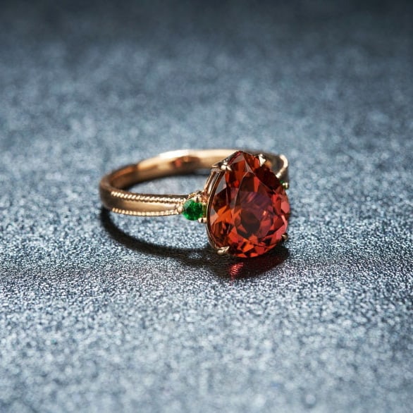 14k Gold 3.52 Ct Natural Tourmaline & Tsavorite Ring - 2